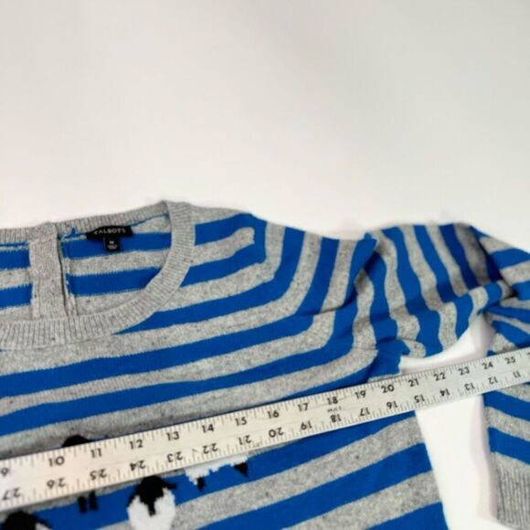 Talbots Sweater Womens Medium Sheep Blue Striped Long-Sleeve Crew Wool fall - Picture 7 of 8